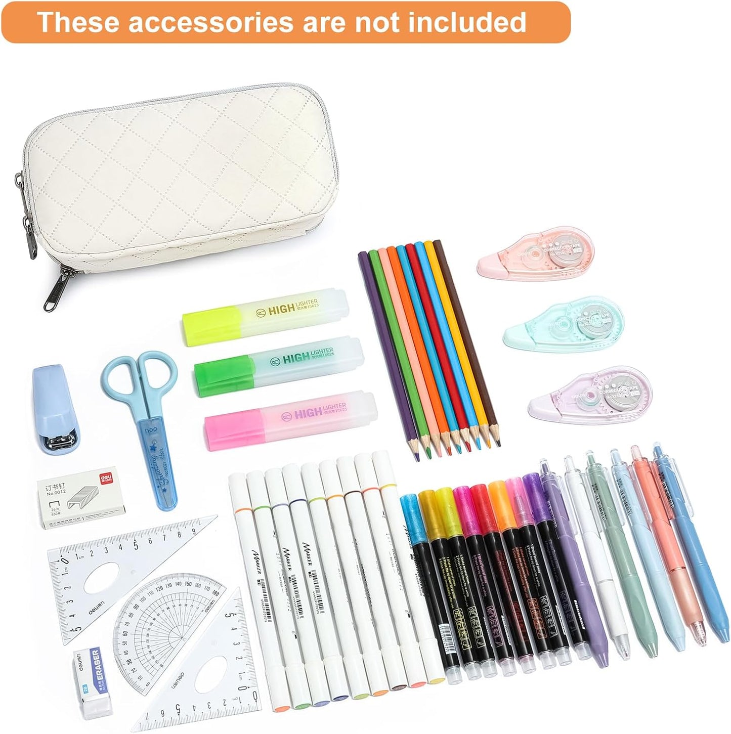 Della Gao Large Pencil Case, Big Capacity Pencil Pouch with 2 Compartments, Office Pencil Bag with Zipper, Big Pen Case for Adults (01-Black)