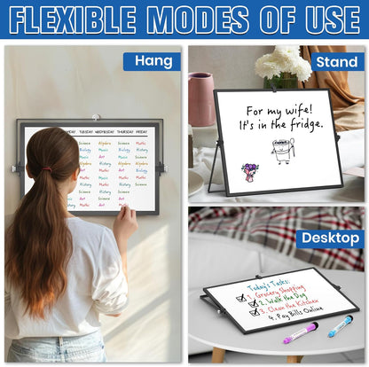 Grtard Dry Erase Magnetic White Board, 16''x12'' Double-Sided Desktop Whiteboard with Stand, Portable Small Whiteboard Set, Dry Erase Board for to-Do Lists, Planning & Office, Home