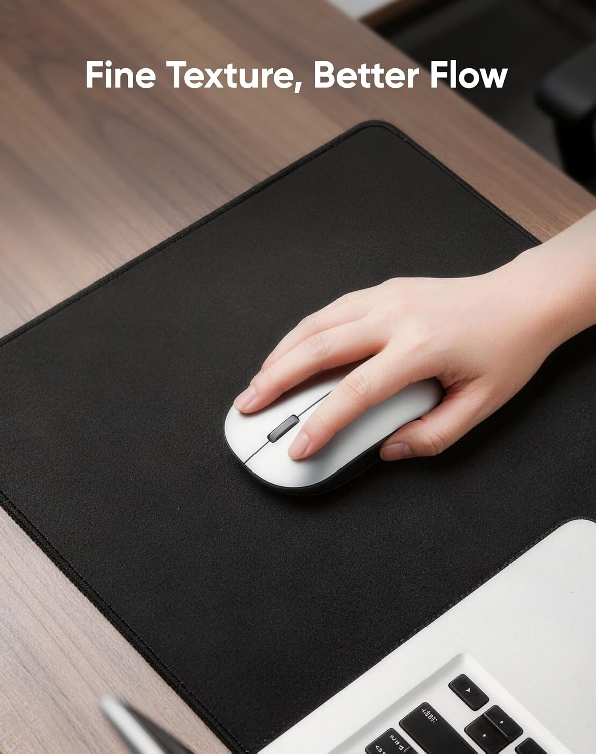 Reniteco Waterproof Large Gaming Mouse Pad with Durable Stitched Edges, Non-Slip Rubber Base, Grainy Jacquard Mouse Mat Desk Pad for Home Office Gaming, 31.5''x11.8''x0.12'', Matte Beige