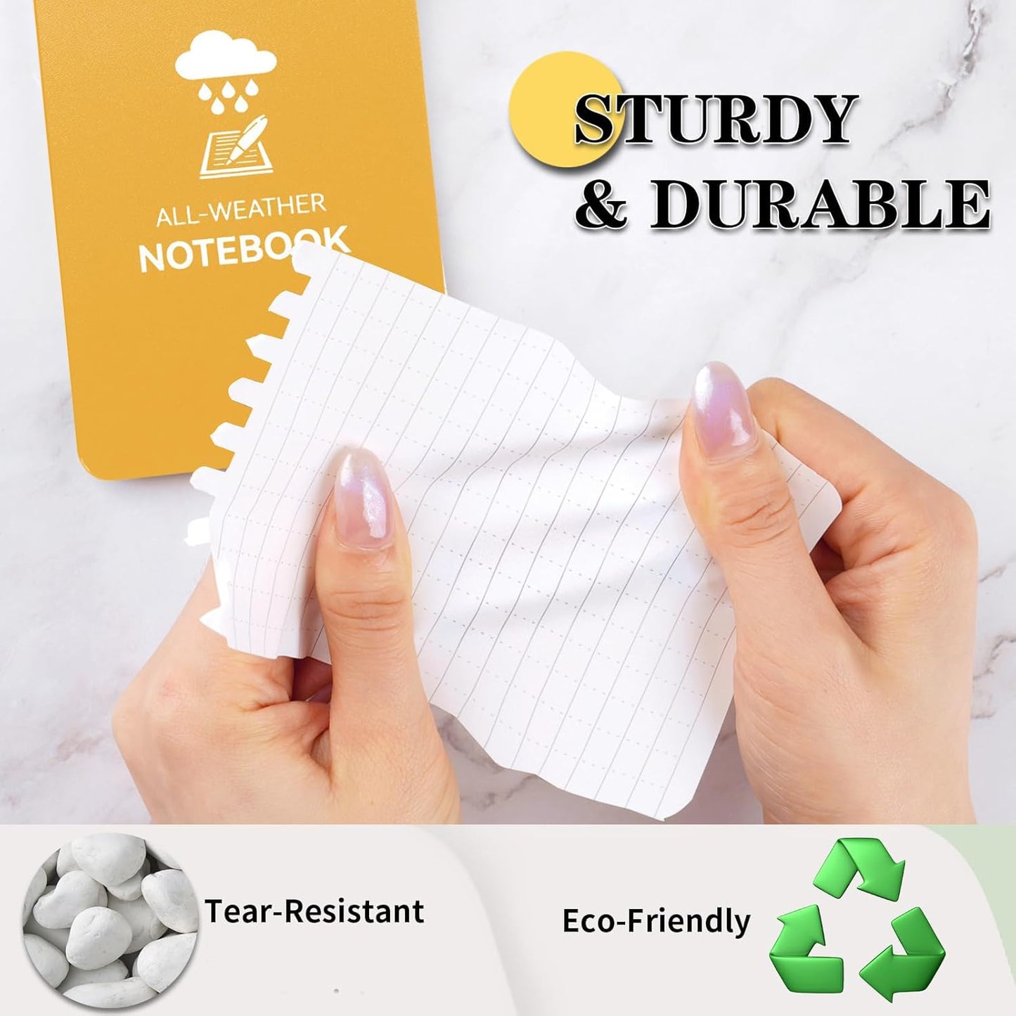 COIDEA Waterproof Notebook, 4 Pack Top-Spiral Pocket Notepad, 3" x 5" Weatherproof NotePad, All Weather Police Pocket Notebook Little Memo Steno Note Pads for Outdoor Office School Recording, Black