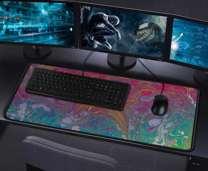 Large Extended Gaming Mouse Pad with Stitched Edges, (31.5X15.7In) Durable Non-Slip Natural Rubber Base, Waterproof Computer Keyboard Pad Mat for Esports Pros/Gamer/Desktop/Office/Home-Black