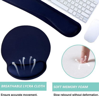 Keyboard Wrist Rest Pad Mouse Pad with Wrist Support Set of 3, Mousepad with Non-Slip Rubber Base, Ergonomic Memory Foam Mouse Wrist Cushion Support for Home Office Laptop Computer Gaming, Forest
