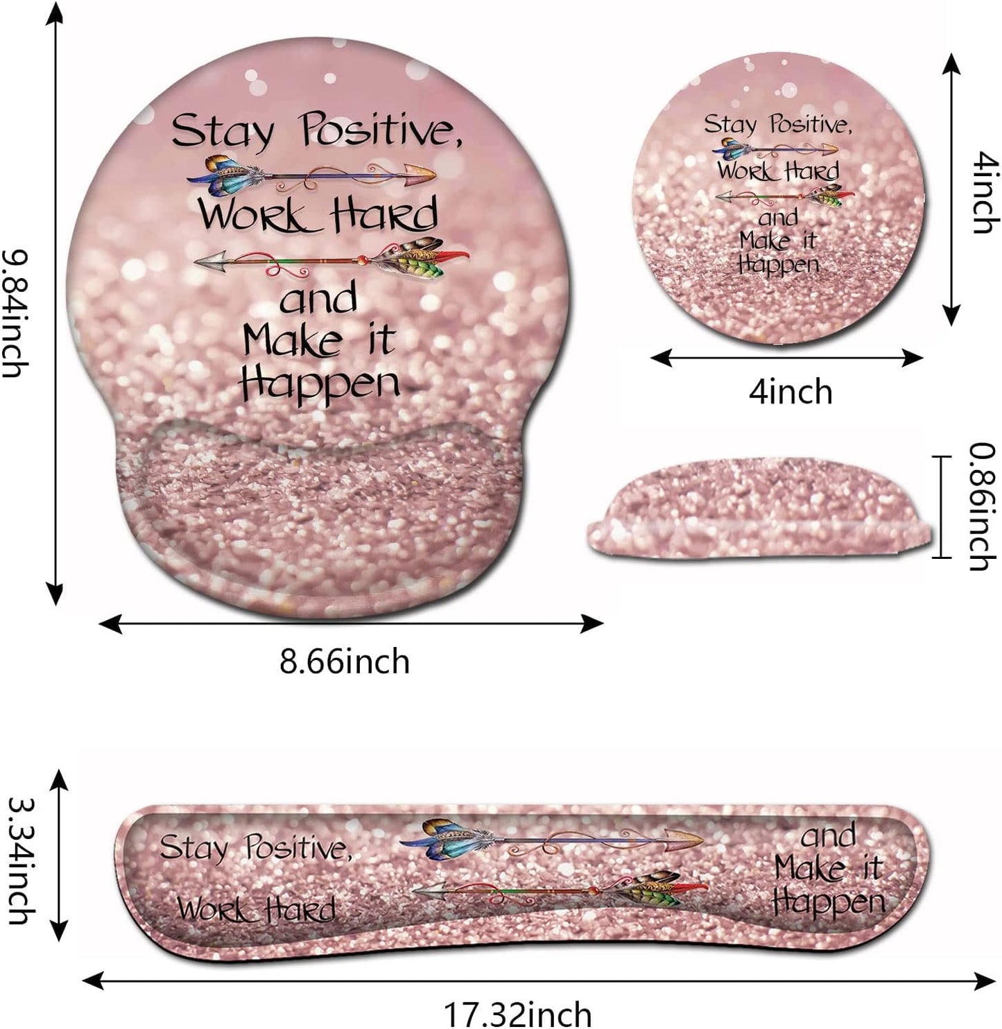 Mouse Pad with Wrist Support, Ergonomic Gel Mouse Pad Beautiful Flowers,Pink Hyacinths on Wood Panel，Non-Slip Durable, Memory Foam Keyboard Wrist Rest, Suitable for Office Typing Games