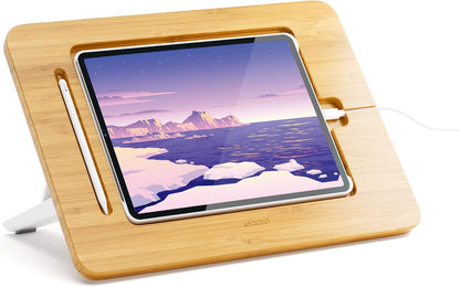 AFOOYO Bamboo Tablet Drawing Stand - Portable & Adjustable 5 Angles,Laptop Stands Riser, Book Reading Stand,Compatible with 9.7/10.2/10.5/10.9/11 inches