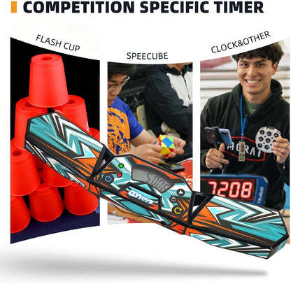 Professional Speed Cube Timer,Touch Control Timer with Display,Cube Race Stack Competition a Great Gift for Boys and Girls (Vermilion Bird)
