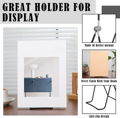 6 Pack 9.17 Inch Large Metal Book Stand for Display Adjustable Display Holder Easel Collector Stand for Home Office Back to School Books Frames Comic Plates Album CD Magazine
