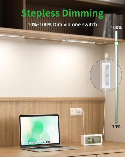 Plug-in Under Cabinet Lighting, Dimmable Under Counter Lights for Kitchen, 2pcs 12 Inch, Warn White 3000K Linkable USB Led Closet Light, Wired Indoor Night Lights Bar for Desk,Sink,Workbench