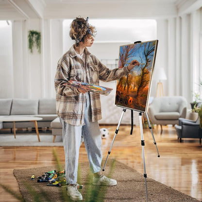 Art Painting Display Artist Easel Stand,Ns Jymb Portable Metal Adjustable Easels for Painting Canvases Height from 17 to 66 Inch - Carry Bag for Table-Top/Floor Displaying and Wedding Signs - Black
