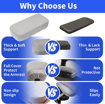 YOUFi Office Chair Arm Pads Extra Soft Velvet Arm Rest Covers for Elbows & Forearms Pressure Relief, Set of 2 Armrest Covers for Desk Chair, Gaming Chair (Black)