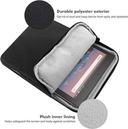 MoKo 7-8 Inch Tablet Sleeve Bag, Polyester Pouch Cover Case Fits iPad mini (A17 Pro) 8.3" 2024, iPad mini 6/5/4/3/2/1, Samsung Galaxy Tab S2 8.0, Tab A 8.0, ZenPad Z8s 7.9,Black