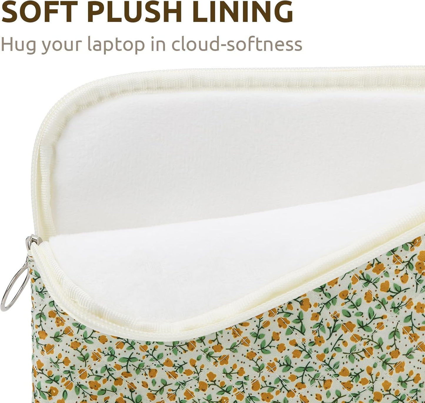 Puffy Laptop Sleeve 13 Inch Cute Quilted Laptop Protective Case Padded Floral Computer Sleeve for MacBook (A-Blue, 13 Inch)
