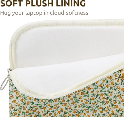 Puffy Laptop Sleeve 13 Inch Cute Quilted Laptop Protective Case Padded Floral Computer Sleeve for MacBook (A-Blue, 13 Inch)