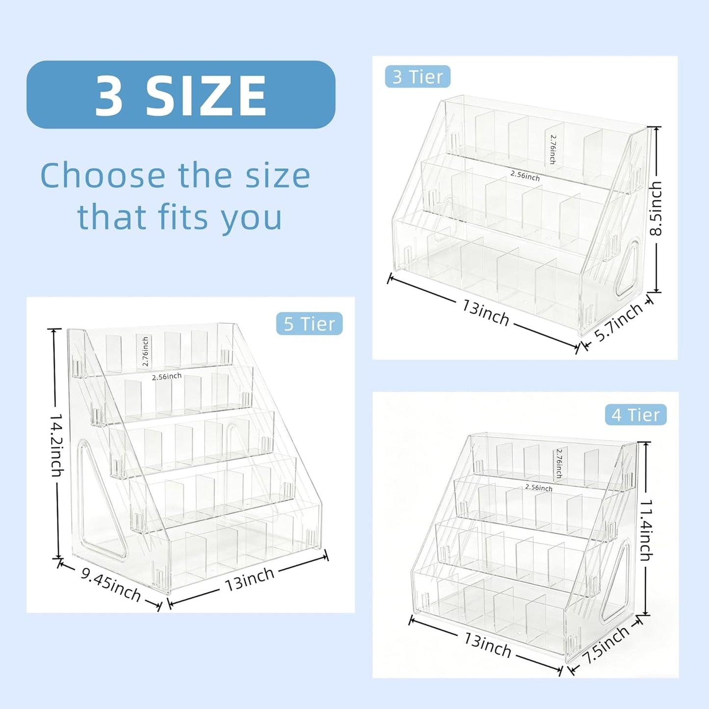 3-Tier Acrylic Desk Organizer, Multi-Slot Marker & Pen Storage Holder, Clear Vertical Desktop Stationery Rack for Small Art Supplies, Compact Office & Home Workspace Organizer