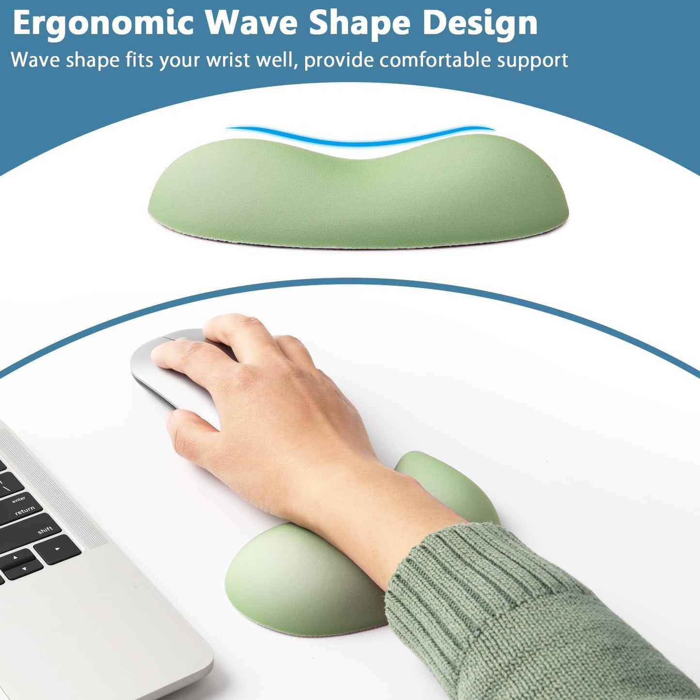 Ergonomic Mouse Wrist Rest Pad, Small Gel Mouse Keyboard Support Cushion Non-Slip Base, for Easy Typing and Wrist Pain Relief Office Computer, Laptop, PC Gaming (Blue)