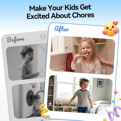 Chore Chart for Kids, Checklist Planning Board with Sliders, 19 Personalizable Sheets and Magnetic Marker, ADHD Tools for Kids to Do List Routine Chart Visual Schedule Board with Stand