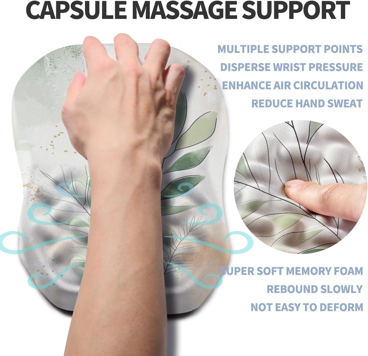 Ergonomic Raised Mouse Pad Wrist Support with Bilateral Slope Memory Foam Mousepad for Wrist Rest and Carpal Tunnel Pain Relief 11.8x7.9〃 Black