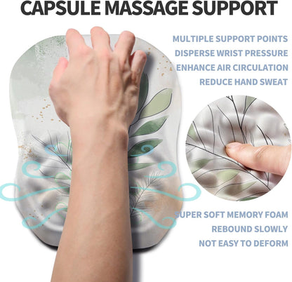 Ergonomic Raised Mouse Pad Wrist Support with Bilateral Slope Memory Foam Mousepad for Wrist Rest and Carpal Tunnel Pain Relief 11.8x7.9〃 Black