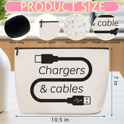 ZHAMEN 2 Pcs Cables Chargers Makeup Bag, Organizer Portable Pouch Purse Travel Essentials Organizer Cosmetic Bags for Women, Roomy Travel Makeup Toiletries Accessories, Birthday Gifts for Women