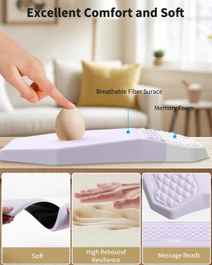 Ergonomic Mouse Pad and Keyboard Wrist Rest Support Set, Massage Design Mousepad for Carpal Tunnel Pain Relief, Memory Foam, Non-Slip PU Base for Computer Desk, Black