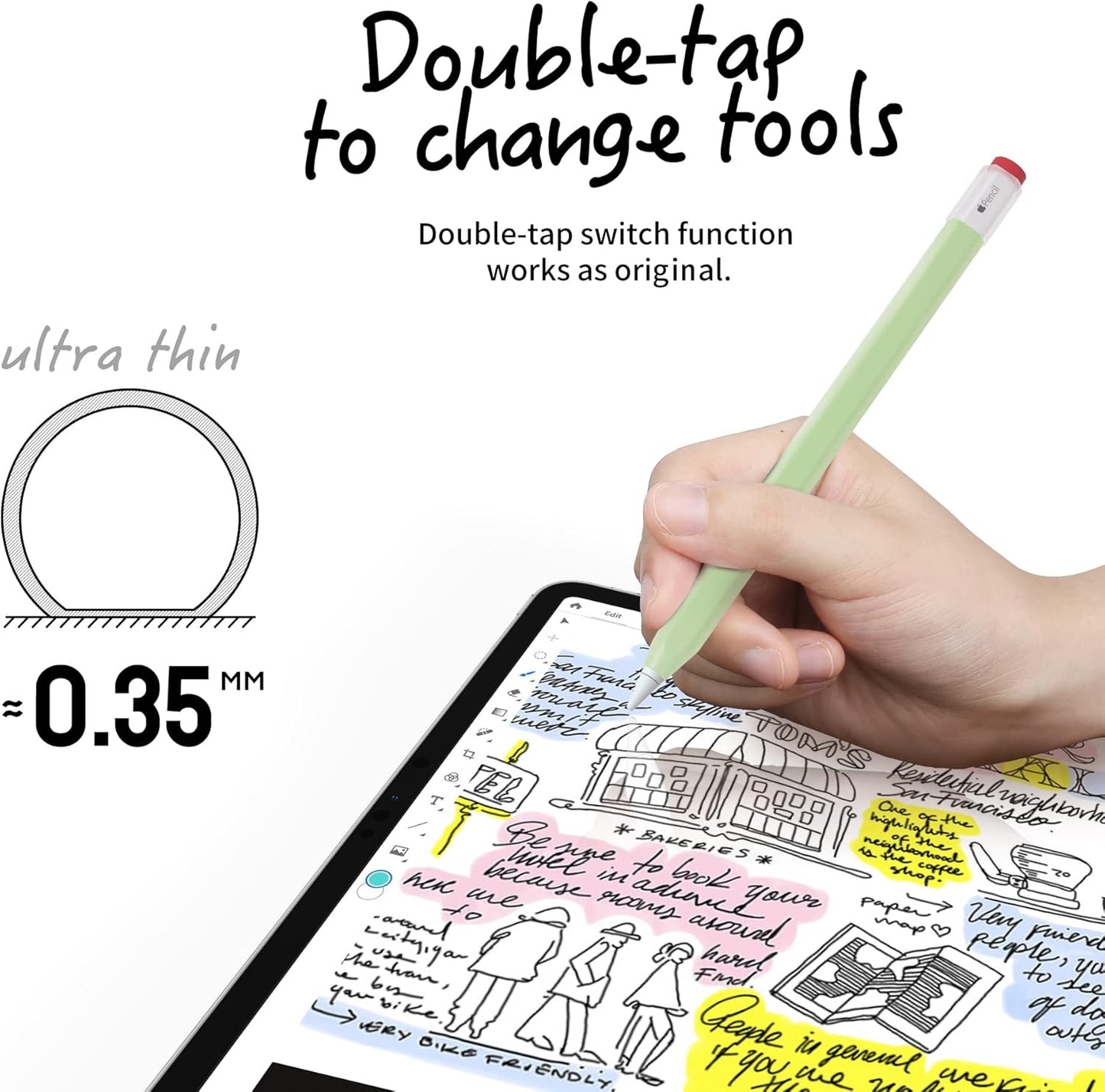 ELETIUO Silicone Case Compatible with Apple Pencil 2nd Generaion&Apple Pencil Pro Cover,Protective Holder Grip Sleeve with Cap Accessories Compatible with iPad Pro 11 12.9 inch,Yellow