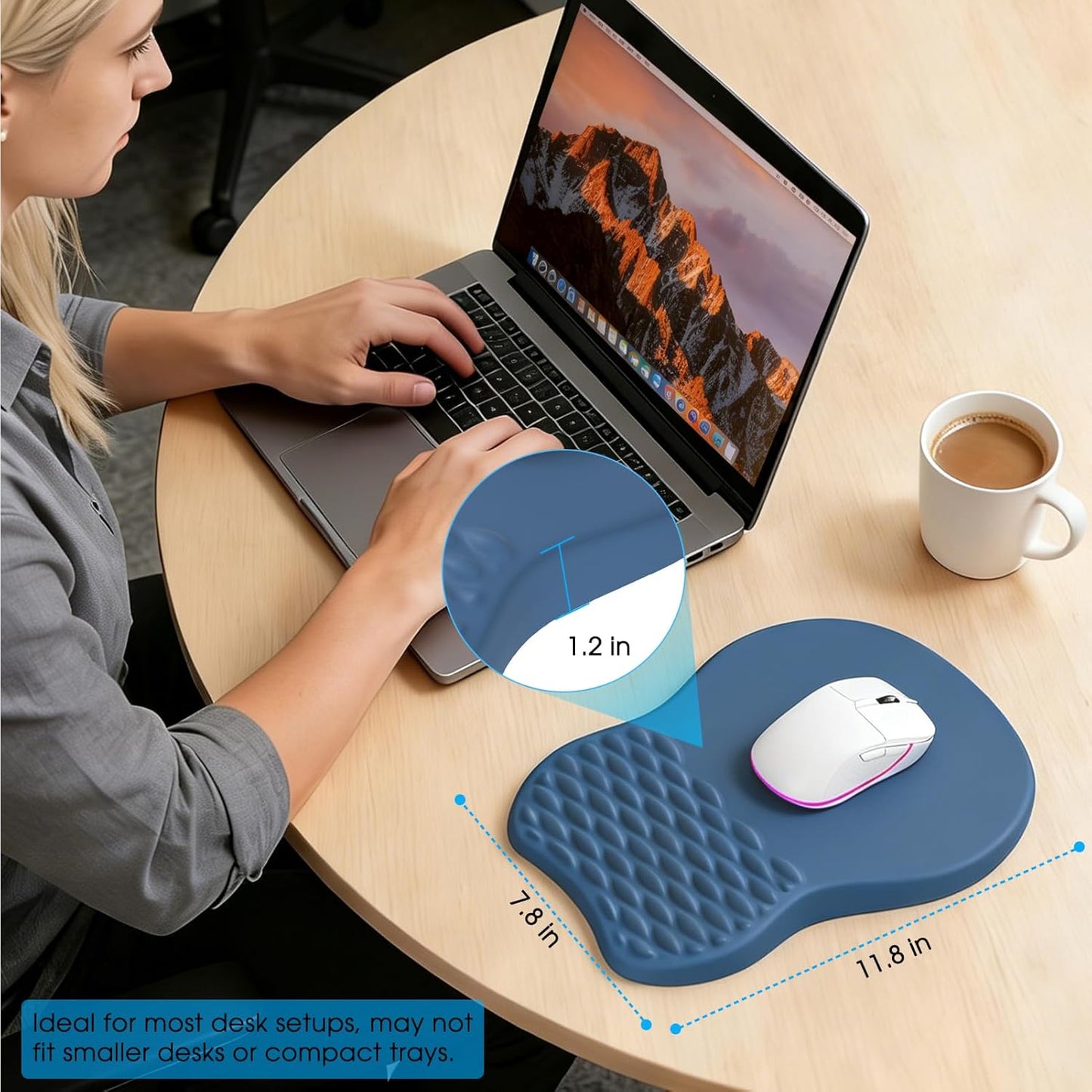 MROCO Ergonomic Mouse Pad with Wrist Support, Memory Foam Wrist Rest Mouse Pad, Non-Slip Base, Smooth Surface for Office & Home, Black
