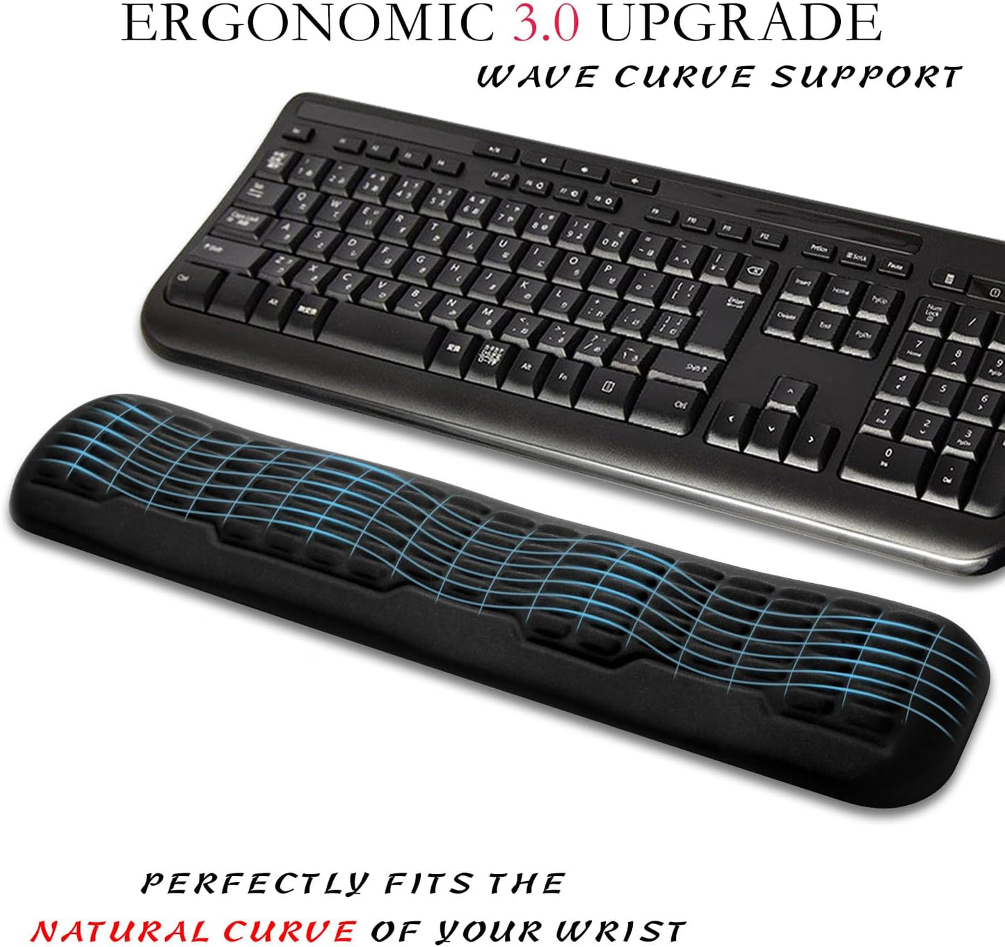 UnivoColors Ergonomic Mouse Wrist Rest,Latest 3.0 Wave Curve Design,High-Resilience Memory Foam Non-Slip Base,Reduces Wrist Fatigue,Ideal for Office Gaming & Long Hours of Use(Black)