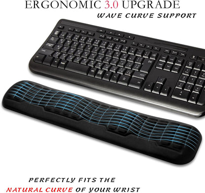 UnivoColors Ergonomic Mouse Wrist Rest,Latest 3.0 Wave Curve Design,High-Resilience Memory Foam Non-Slip Base,Reduces Wrist Fatigue,Ideal for Office Gaming & Long Hours of Use(Black)