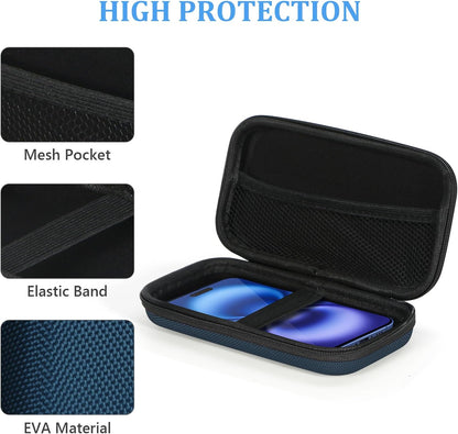 Portable Protection Hard EVA Case for External Battery, Cell Phone, GPS, Hard Drive, USB/Charging Cable, Small Carrying Bag Mesh Inner Pocket, Zipper Enclosure, Universal Travel Pouch Bag