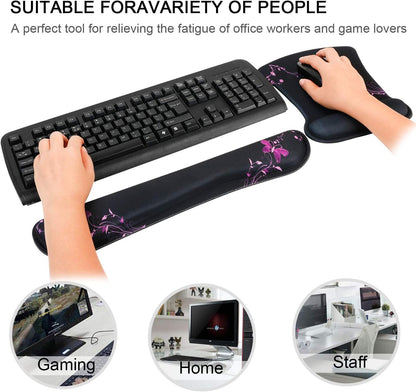 RICHEN Keyboard Wrist Rest Pad and Mouse Wrist Rest Support Mouse Pad Set,Sturdy & Comfortable & Lightweight for Easy Typing & Pain Relief-Ergonomic Support (Brown)