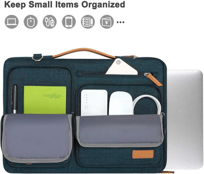 MOSISO 360 Protective Laptop Shoulder Bag,15-15.6 inch Computer Bags Compatible with MacBook Pro 16 inch, HP, Dell, Lenovo, Asus Notebook,Side Open Messenger Bag with 4 Zipper Pockets, Gray