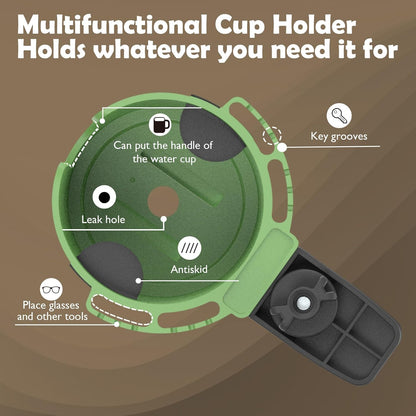 Desk Cup Holder with Headphone Hanger, Clip on Cup Holders for Desks with Spill-Proof Cup Design, Easy to Install, Enough to Hold 8-28OZ Coffee Cups, Water Bottles. (Black, Medium)