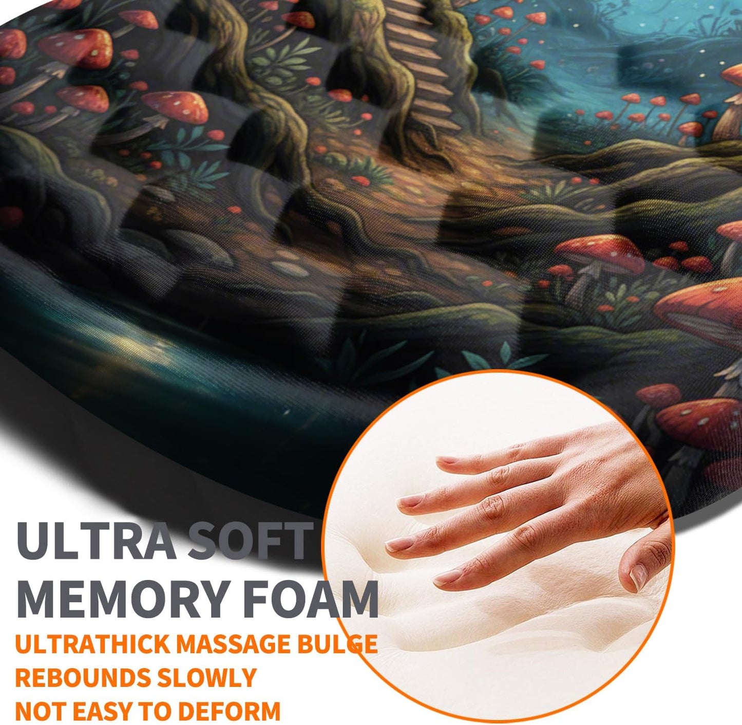 Ergonomic Joint Wrist Support Mouse Pad with Memory Foam Cushion Massage Bump, Carpal Tunnel Pain Relief Mousepad Slope Design for Wrist Rest, 11.8x7.9 in, Black