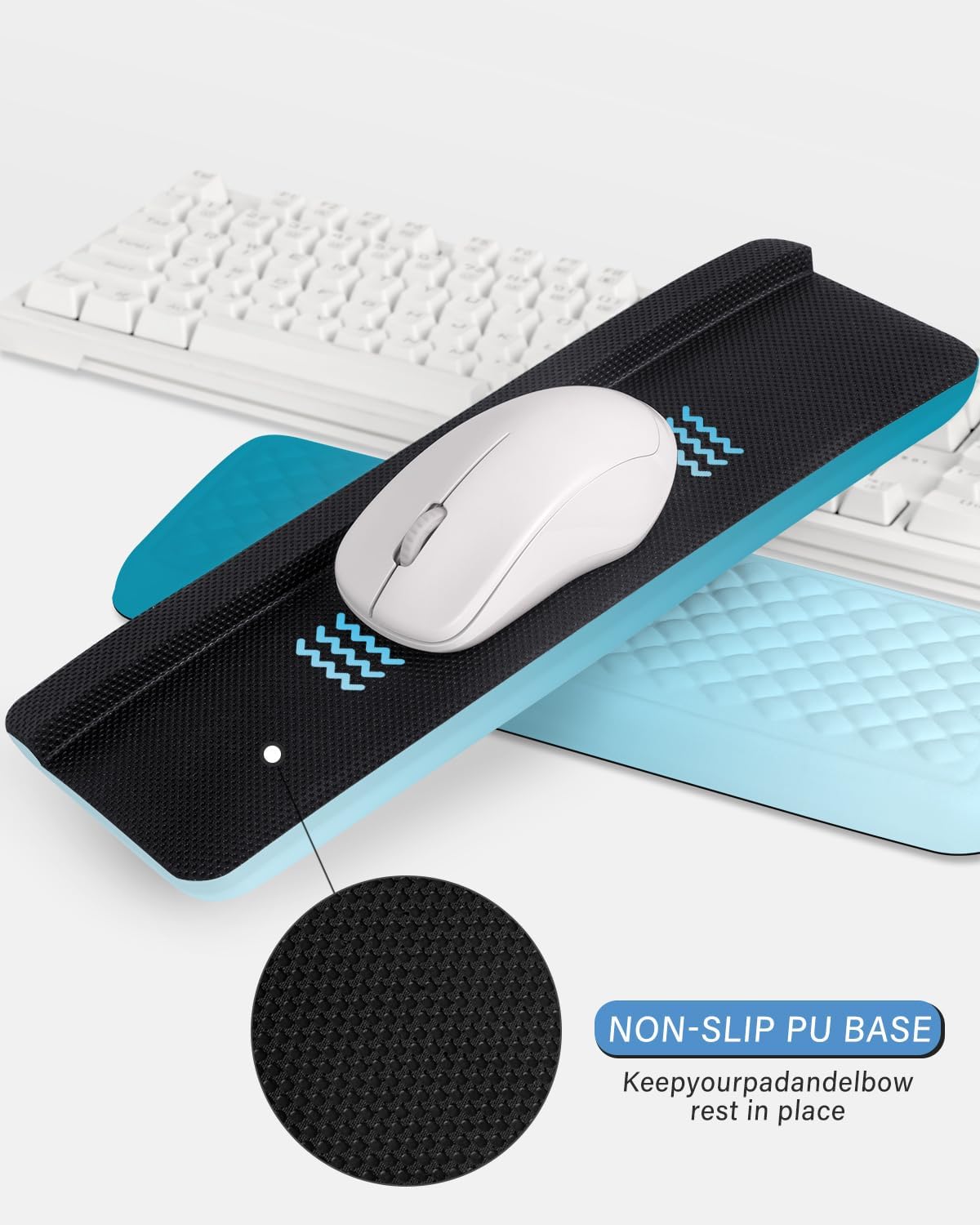 ITNRSIIET 2-Piece L Shaped Split-Design Desk Elbow Pad, Dual-Zone Support, Tri-Zone Relief for Elbow/Forearm/Wrist, Adaptive to All Desk Geometry, Non-Slip Laser-Engraved Base, Timeless Black
