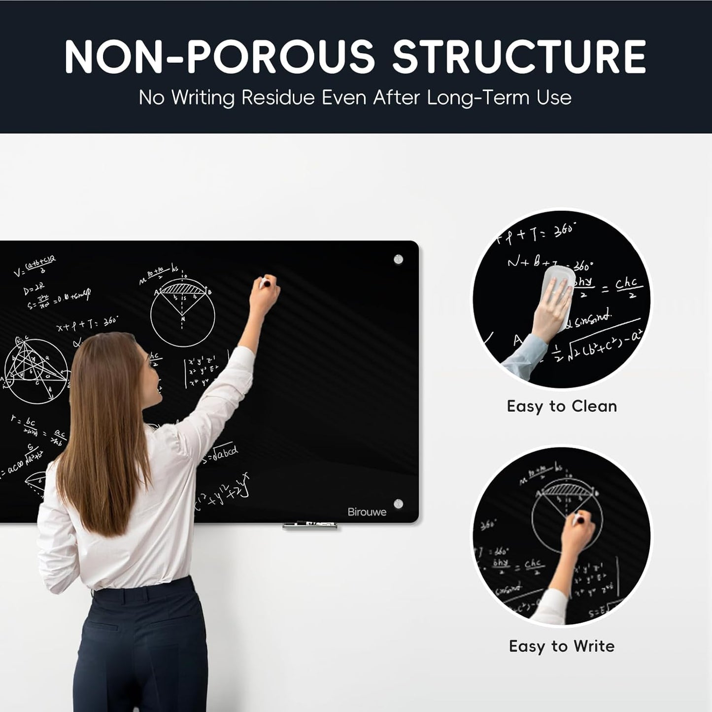 Magnetic Glass Whiteboard - Glass Dry Erase Board 48"x36" Large Frameless Board for Walls Office School and Home