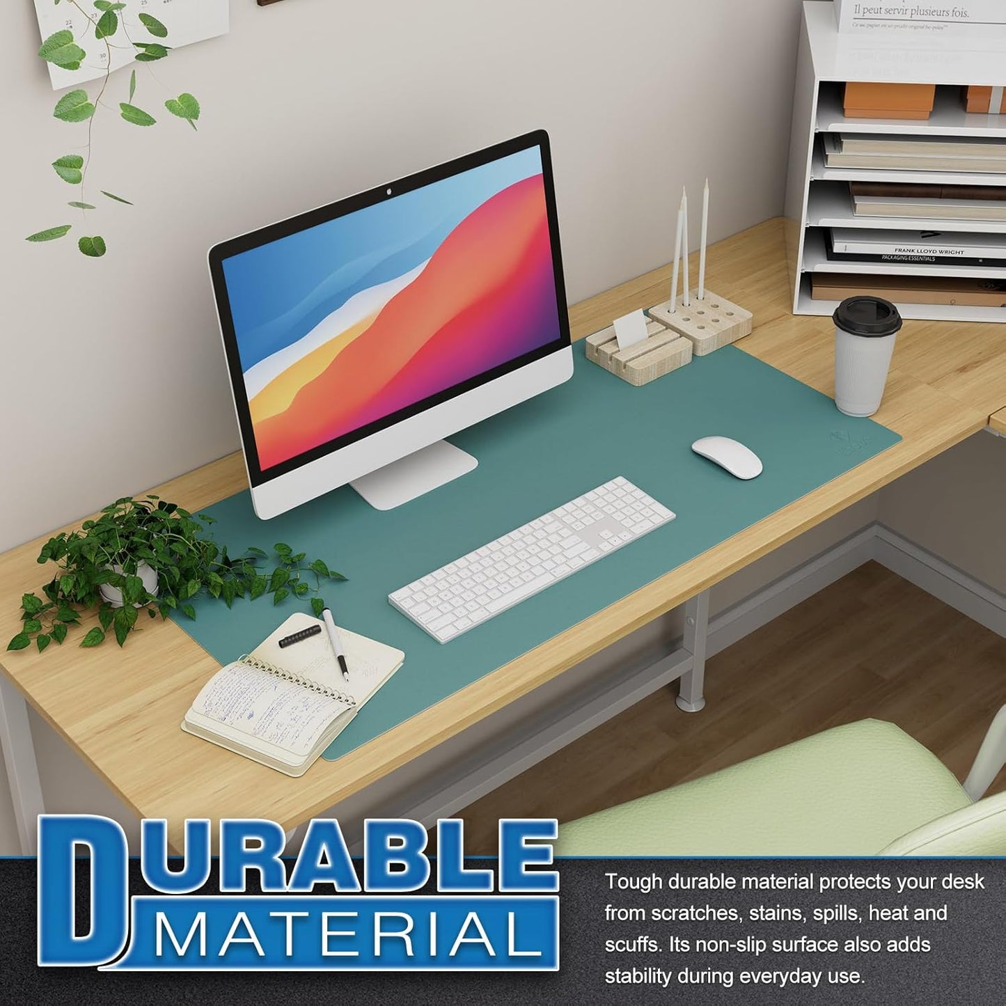 K KNODEL Large Office Leather Desk Mat, Mouse and Keyboard Pad, Computer and Laptop Mat, Desktop Protector and Cover, Writing Pad and Blotter (31.5"x15.7", Black)