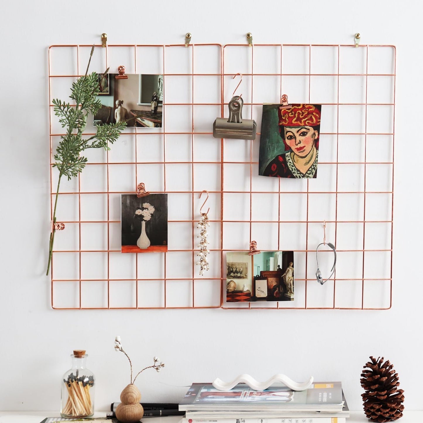 Metal Mesh Wall Grid Panel for Photo Display,Message Board,Size: 17.5" x 11.8",Pack of 2 (Black)