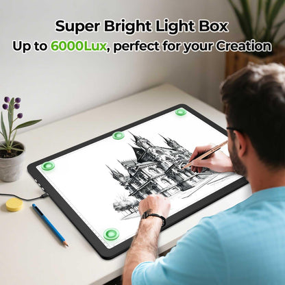 A2 Light Pad (25.2" x 18.4"), Large Magnetic Bright Light Box for tracing,6 Levels Dimming/3 Color,Physical Buttons,Light Board for Diamond Painting,Light Table for Drawing, Sketching