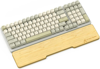 ATTACK SHARK Bamboo Wrist Rest for Computer Keyboard，Ergonomic Hard Palm Rest for Comfortable Typing Pain Relief，Anti-Slip Wrist Support for Office, Gaming, Laptop (98 Key)