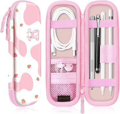 Fintie Holder Case for Apple Pencil Pro, Apple Pencil (USB-C / 1st / 2nd Generation), PU Leather Carrying Bag Sleeve Compatible with Pen, USB Cable, Samsung Stylus, Lilac Marble