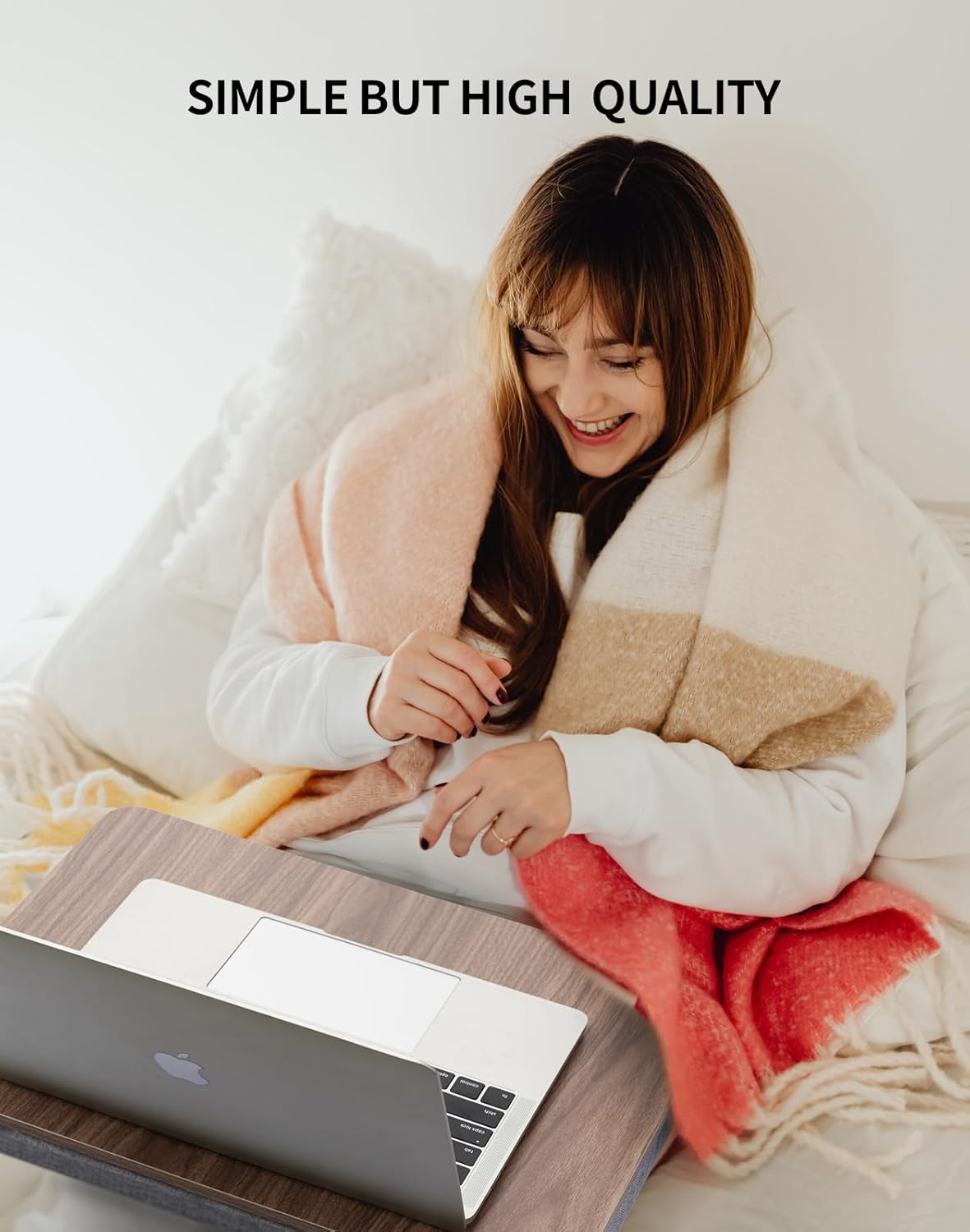 ZEAPTAC Portable Lap Laptop Desk with Pillow Cushion, Fits up to 15.6 inch Laptop, Lap Stand for Bed & Couch & Carpet, Book Tablet/Drawing Board/Computer Laptop Stand - Pink