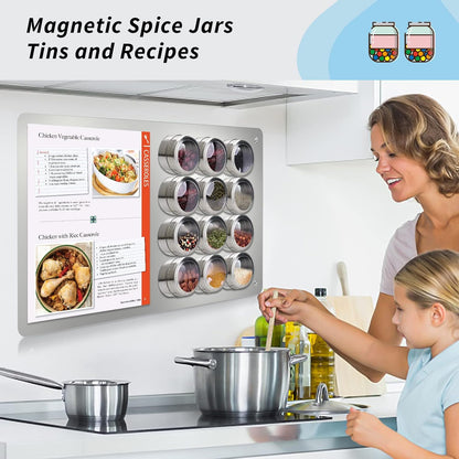 17.7" x 11.8" 2 Pack Metal Magnetic Board - Magnet Bulletin Board to Display Magnetic Letters Numbers Animal, Poetry, Spice Jars, Notes, Photos, Suitable for Wall, Refrigerator, Cubicle, Cabinet