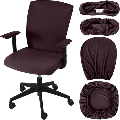 Tallew 4 Pcs Office Chair Covers Set Computer Universal Protective Stretchable Chair Seat Covers Desk Armrest Cover Pads Office Cushion Backrest for Rotating(Regular,Black)