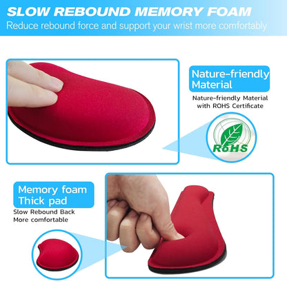 Keyboard Wrist Rest and Mouse Wrist Rest Set - Ergonomic Memory Foam Wrist Cushion - for Wrist Support on Computer, Laptop, Office, Playing Games, Typing Relieves Wrist Pain Rose Red