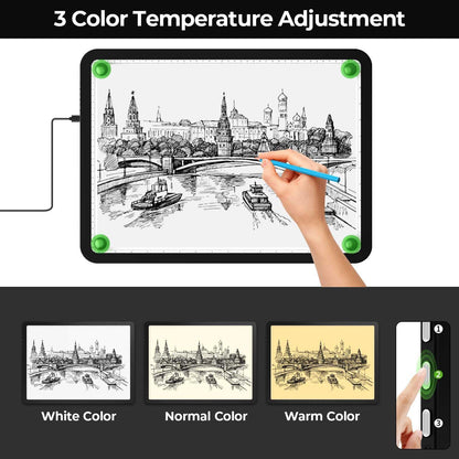 A2 Light Pad (25.2" x 18.4"), Large Magnetic Bright Light Box for tracing,6 Levels Dimming/3 Color,Physical Buttons,Light Board for Diamond Painting,Light Table for Drawing, Sketching
