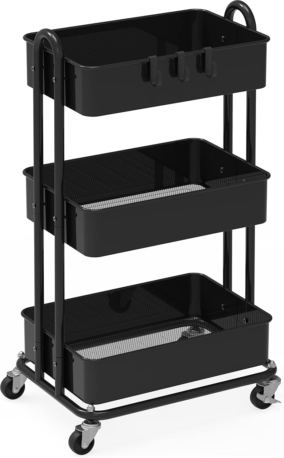 Simple Houseware 3-Tier Heavy Duty Metal Utility Rolling Cart, White