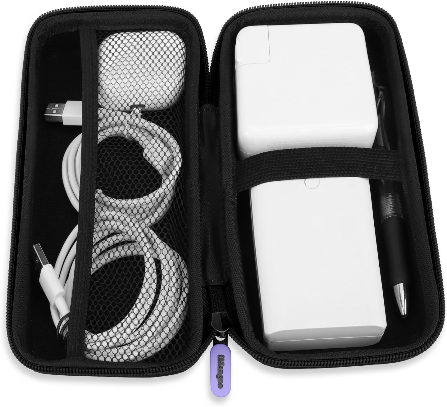 iMangoo Travel Essential Electronics Organizer Pouch Charger Case, Shockproof Dual Zipper Power Bank Cables Tech Accessories Purse, Men & Women Travel Must Have Storage Bag, 6.5x3.2x1 inch Rose Gold