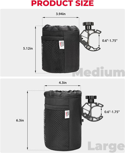 KEMIMOTO Motorcycle Cup Holder, Oxford Fabric Motorcycle Drink Holder with 0.6"-1.5" Alligator Clamp, Universal Water Bottle Cup Accessories for Bike, ATV/UTV, Scooter, Boat, Walker