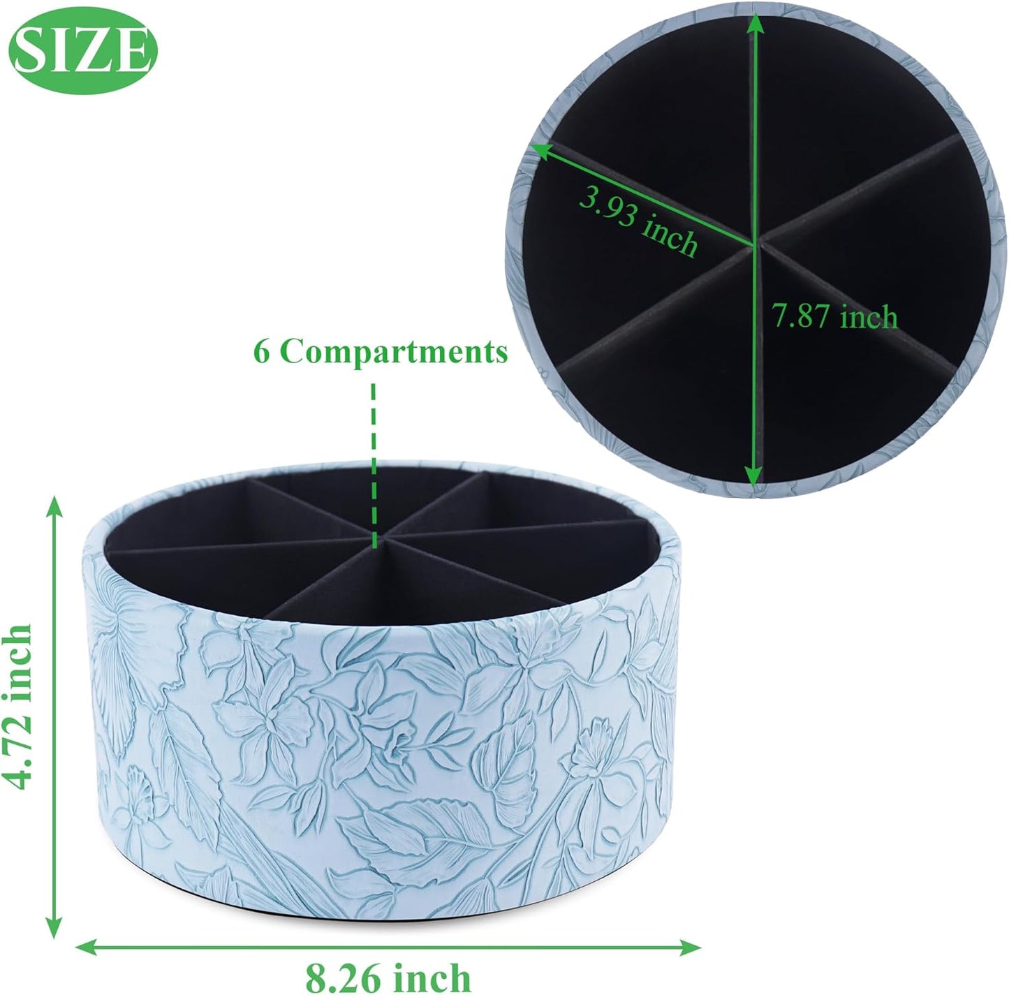 Round Leather Art Supply Organizer,Remote Control Holder,360 Degree Rotating,Multi-Functional Pencil Holder,4 Compartments Desktop Stationary Organizer(1-Fractal Flower) | Round - Colors B