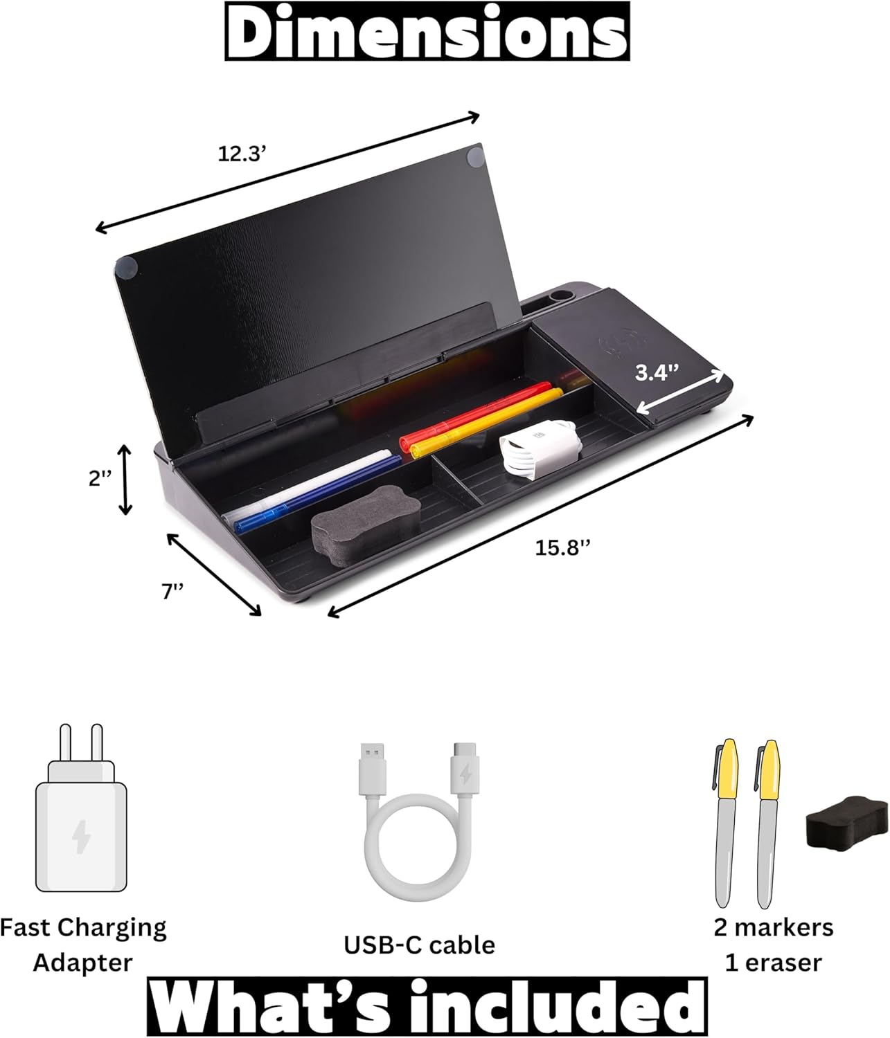 Desktop Dry Erase Board with Charger