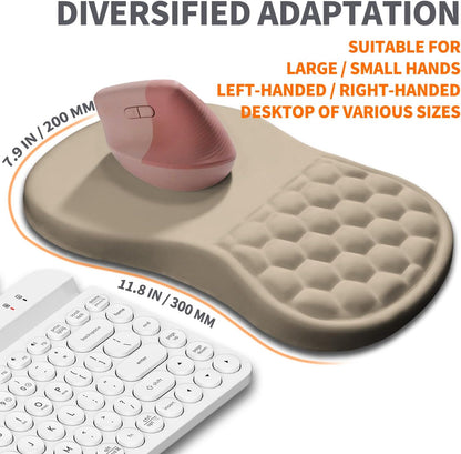 Ergonomic Joint Wrist Support Mouse Pad with Memory Foam Cushion Massage Bump, Carpal Tunnel Pain Relief Mousepad Slope Design for Wrist Rest, 11.8x7.9 in, Black